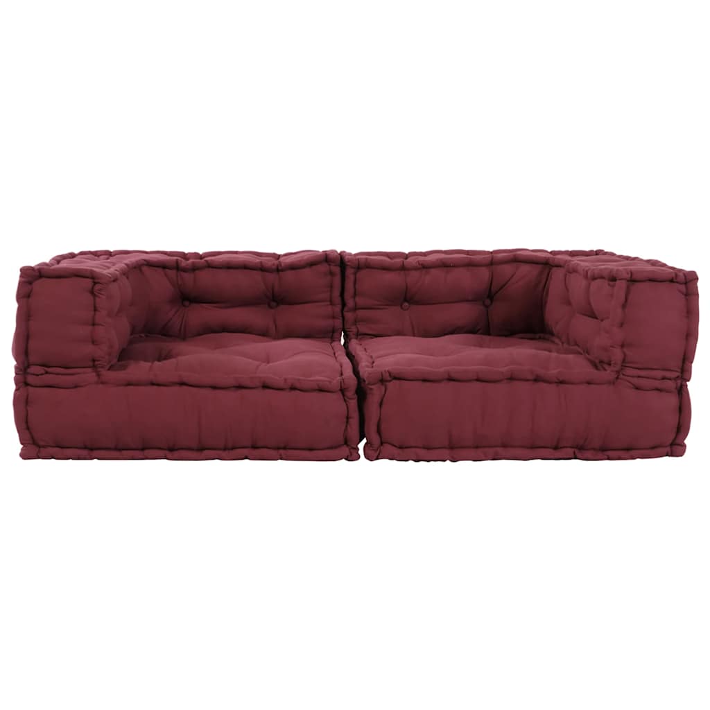 Sofá modular de 2 lugares 140x70x36 cm tecido castanho