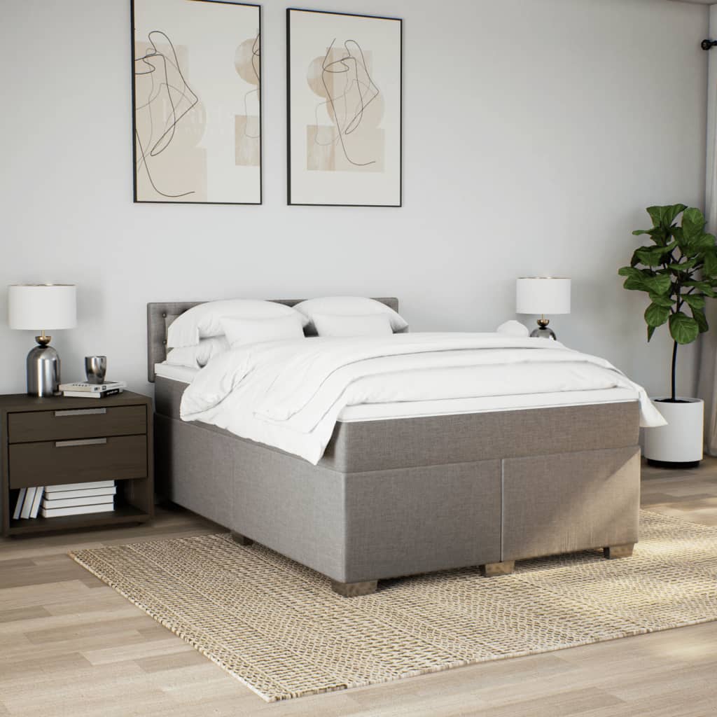 Cama com molas/colchão 140x190 cm tecido castanho-acinzentado