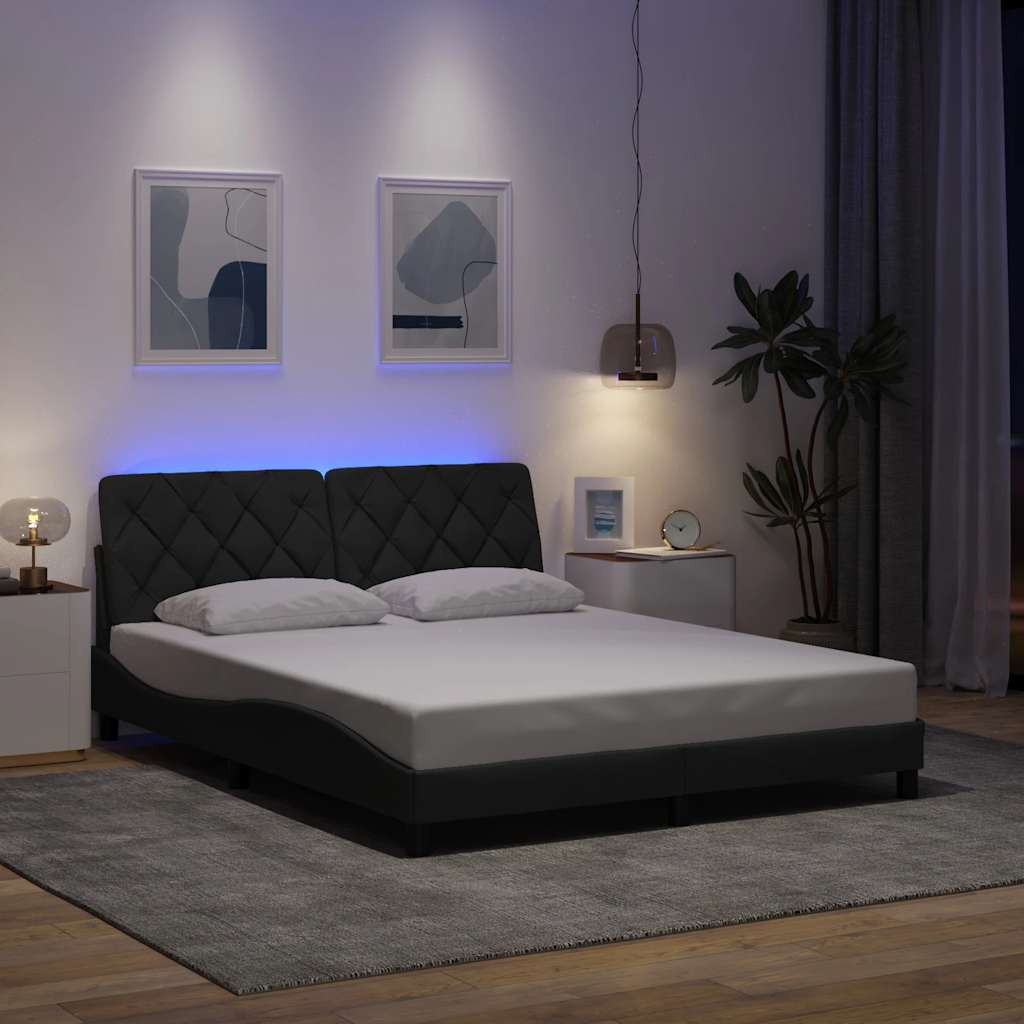 Estrutura de cama com LED sem colchão 160x200 cm tecido