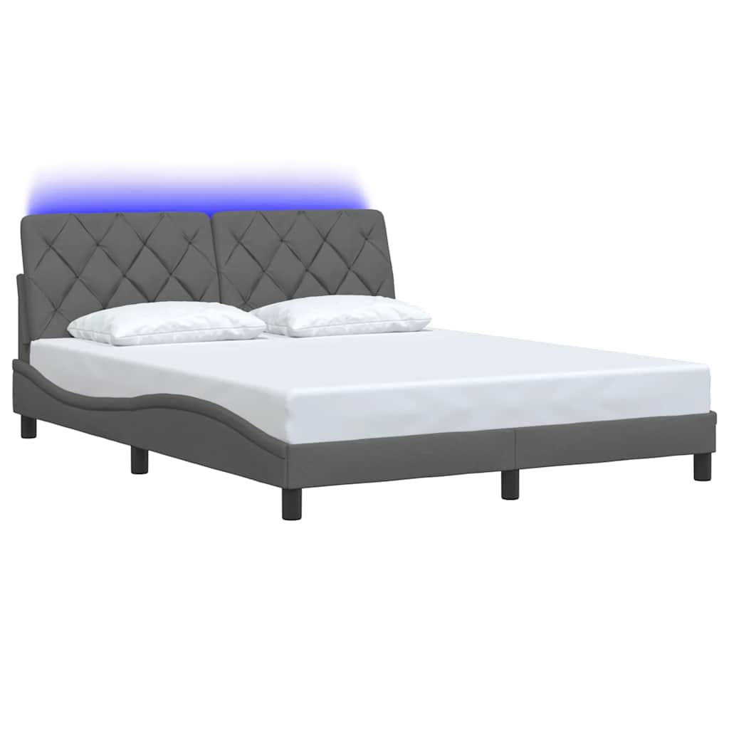 Estrutura de cama com LED sem colchão 160x200 cm tecido