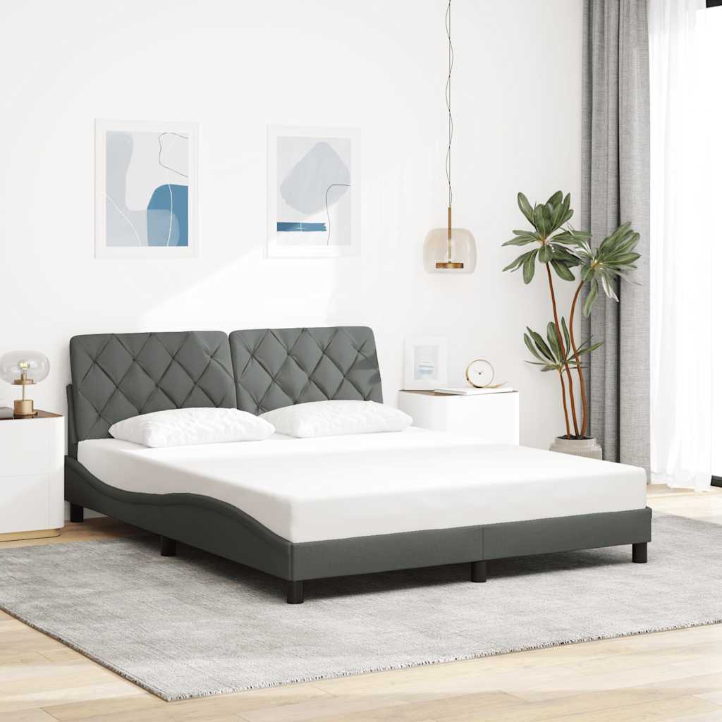 Estrutura de cama com LED sem colchão 160x200 cm tecido