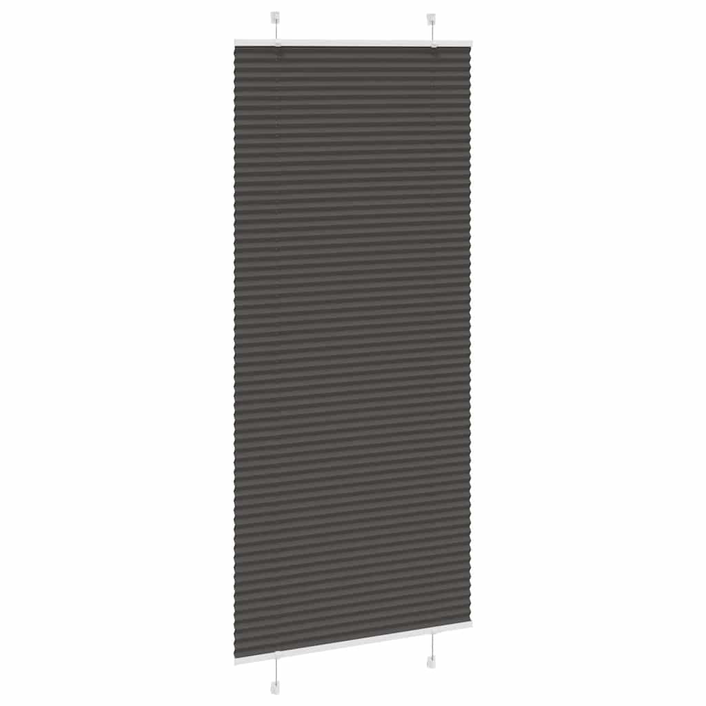 Preto plissada cega 95x200 cm largura tecido 94,4 cm poliéster