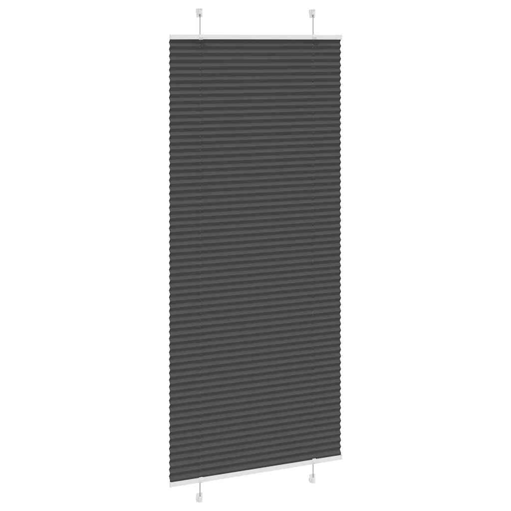 Preto plissada cega 95x200 cm largura tecido 94,4 cm poliéster