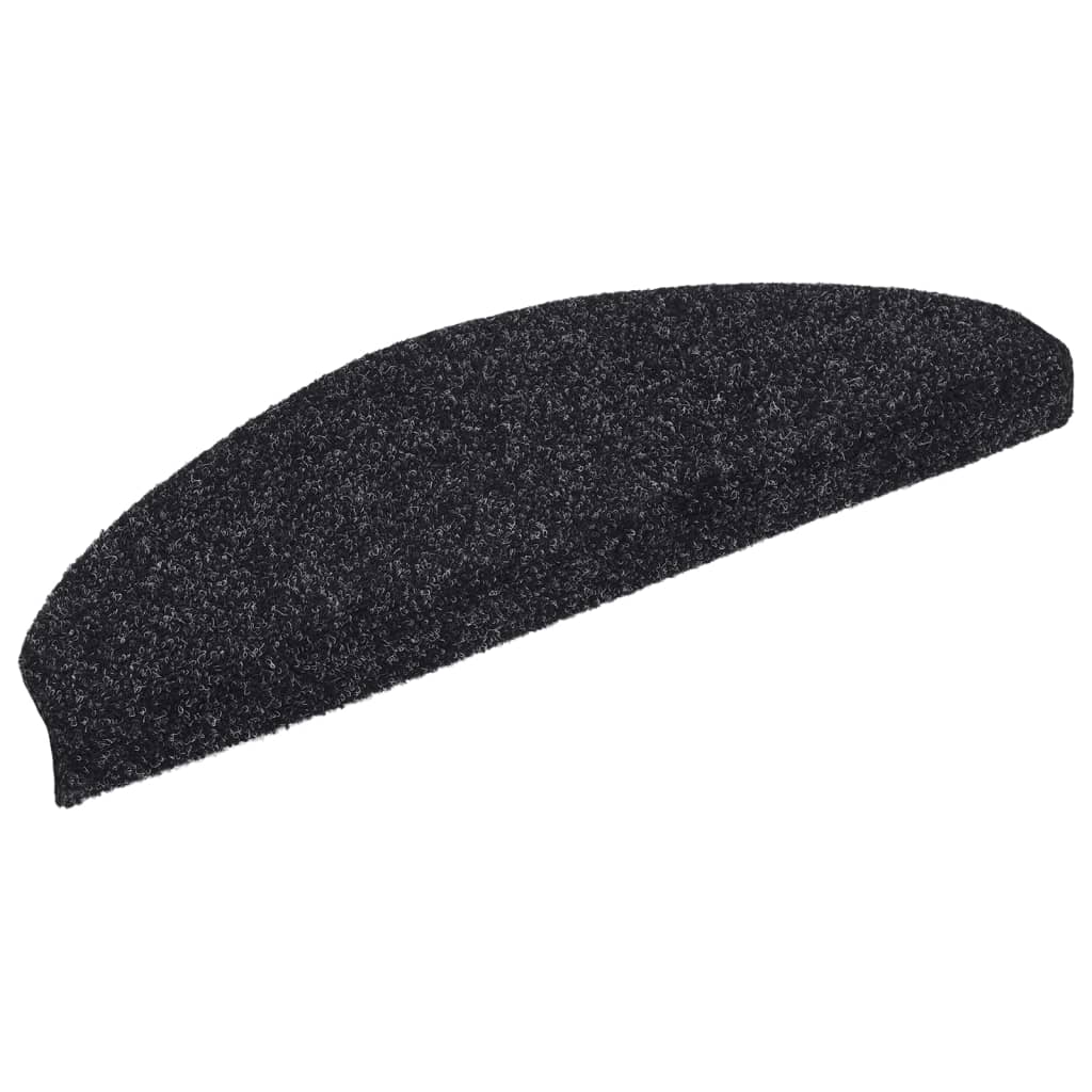 Tapetes de escada autoadesivos 10 peças 65x21x4 cm pretos semicirculares grandes