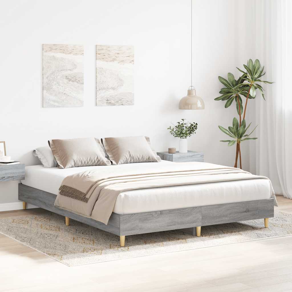 Estrutura de cama sem colchão 150x200 cm sonoma cinzento