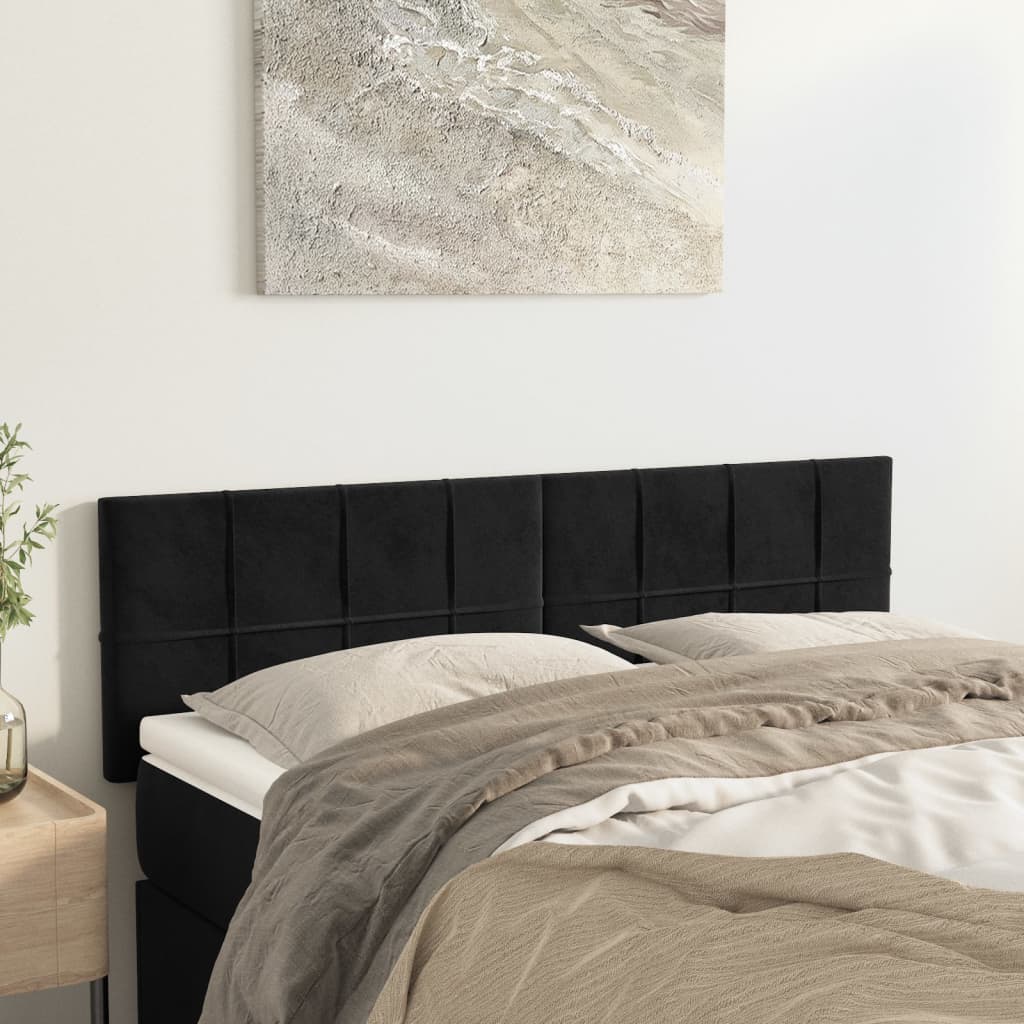 Cabeceiras preto 144x5x78/88 cm veludo
