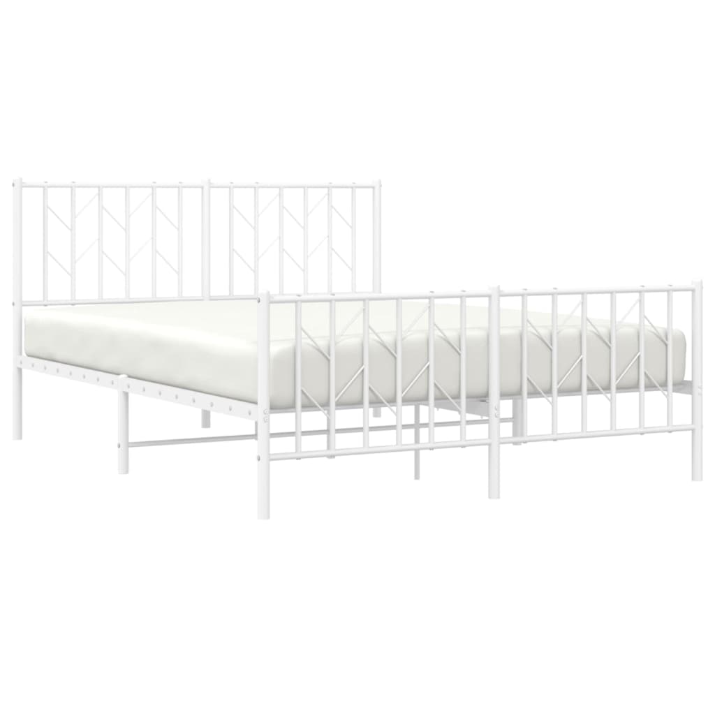 Estrutura de cama com cabeceira e pés 135x190 cm metal branco