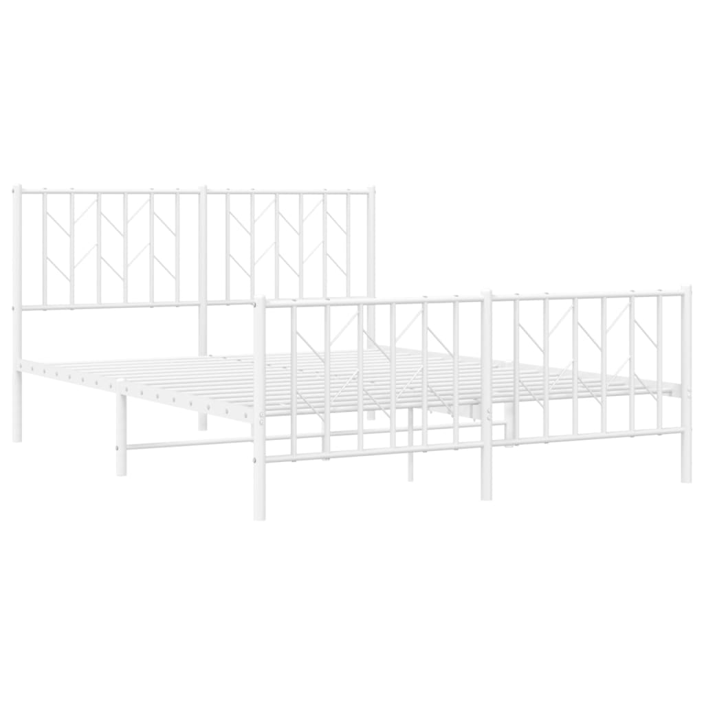 Estrutura de cama com cabeceira e pés 135x190 cm metal branco