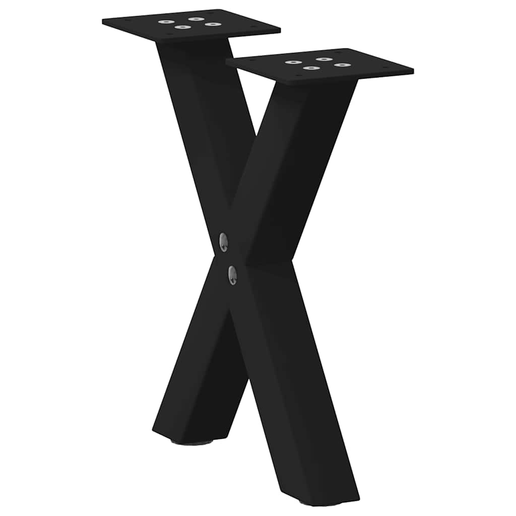 Pés para mesa de centro em formato de x, 2 peças, preto, 30x(30-31) cm, aço