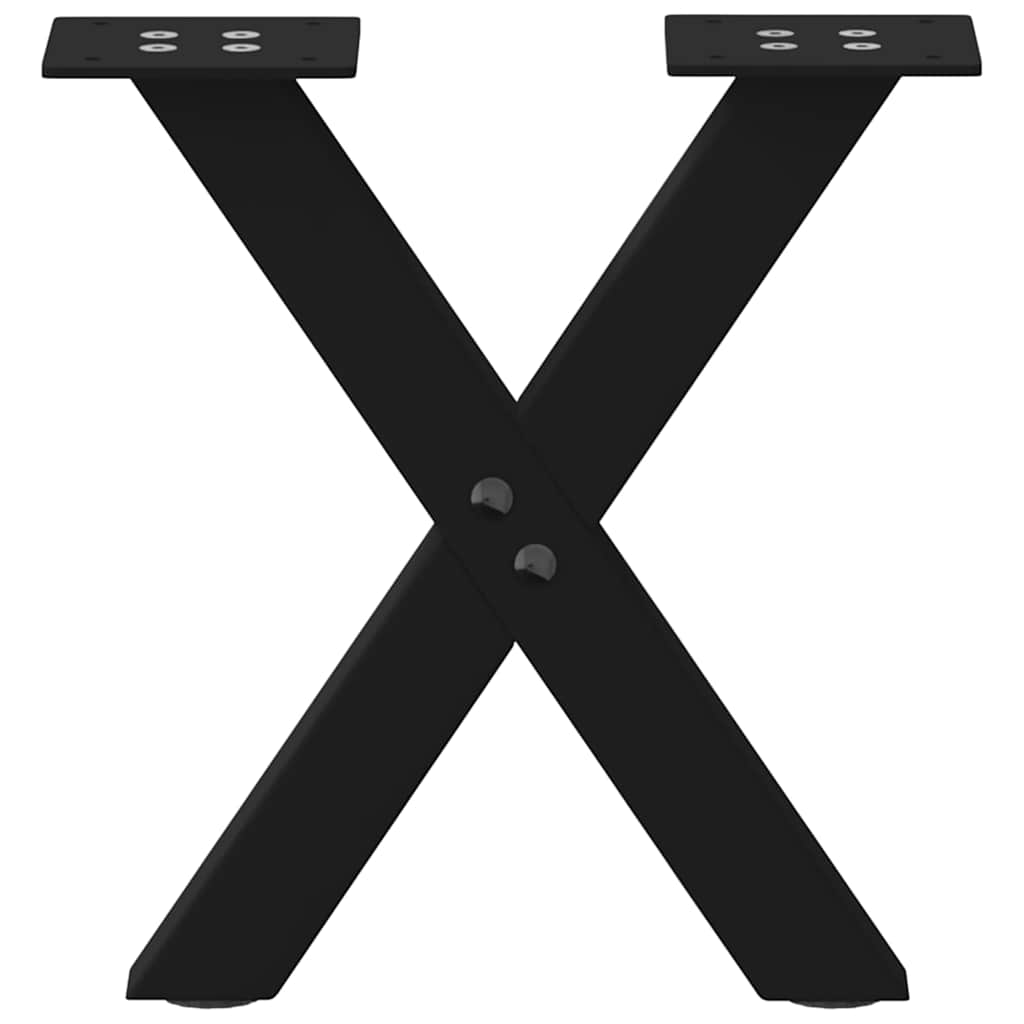 Pés para mesa de centro em formato de x, 2 peças, preto, 30x(30-31) cm, aço