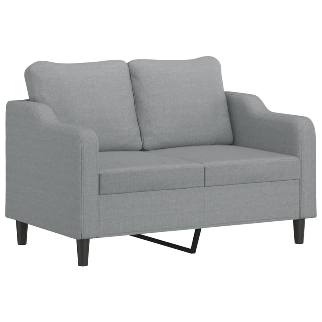 3 Pcs conjunto de sofás com almofadões tecido cinzento-claro