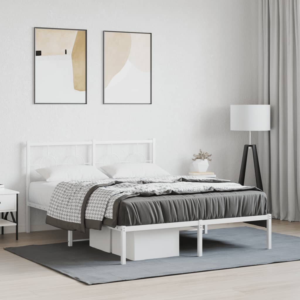 Estrutura de cama com cabeceira 135x190 cm metal branco