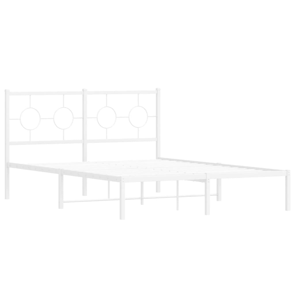 Estrutura de cama com cabeceira 135x190 cm metal branco