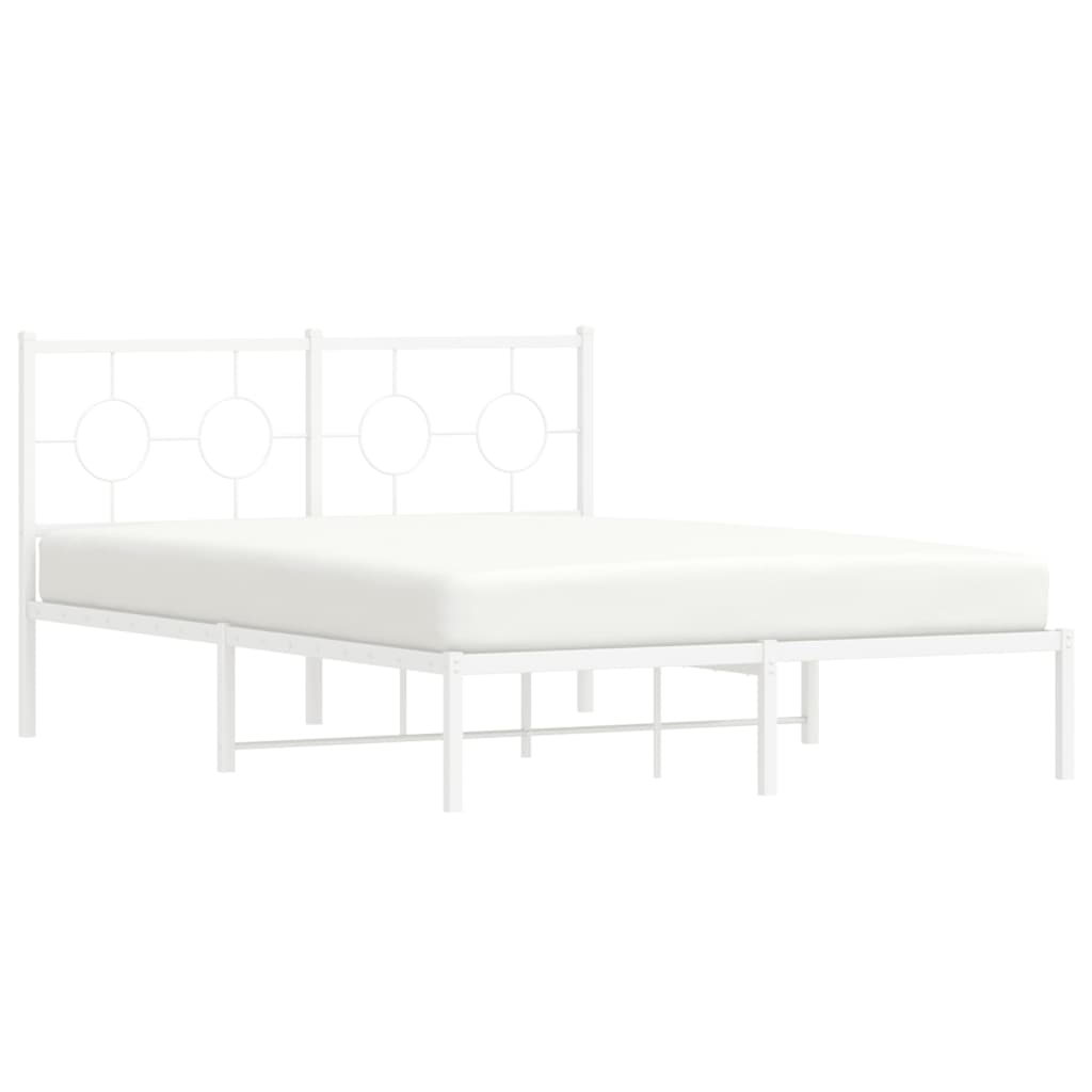 Estrutura de cama com cabeceira 135x190 cm metal branco