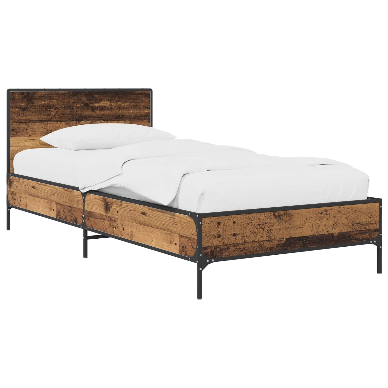 Estrutura de cama com cabeceira madeira antiga 80 x 200 cm
