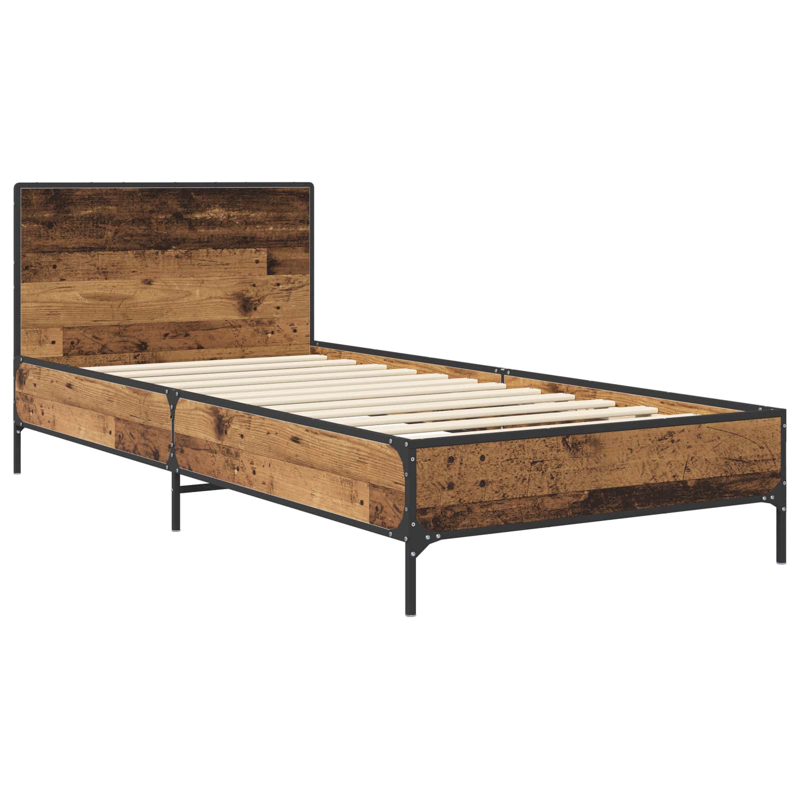 Estrutura de cama com cabeceira madeira antiga 80 x 200 cm