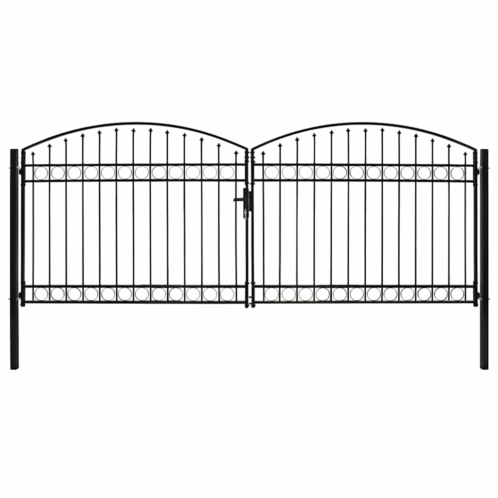 Portão de cerca assen porta dupla com topo arqueado em aço 400x175 cm
