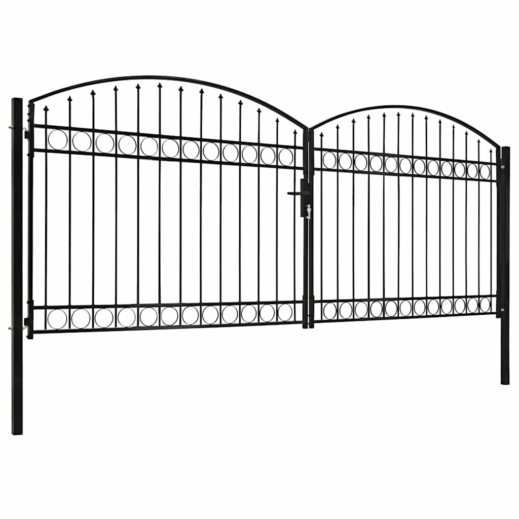 Portão de cerca assen porta dupla com topo arqueado em aço 400x175 cm