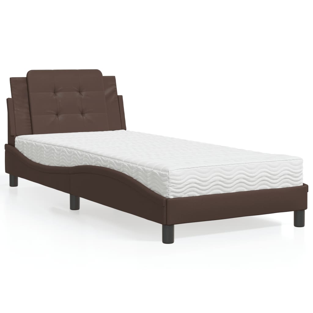Estrutura de cama sem colchão zadar 80x200 cm couro artificial castanho