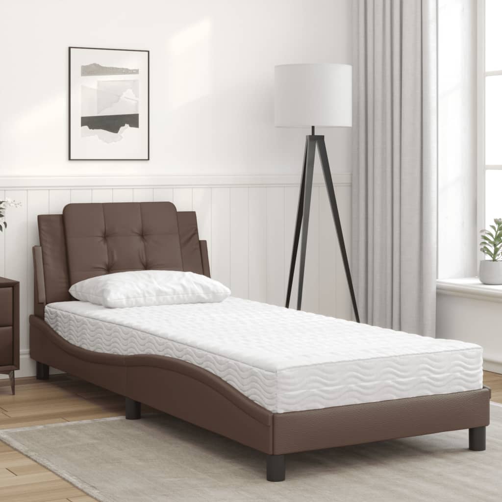 Estrutura de cama sem colchão zadar 80x200 cm couro artificial castanho
