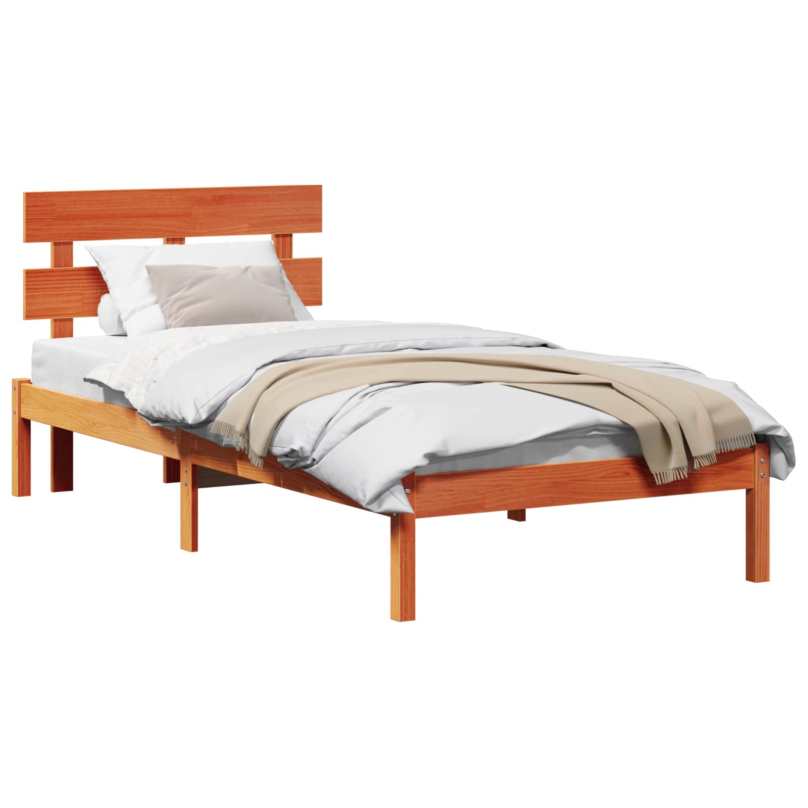 Estrutura da cama castanho 80 x 200 cm madeira de pinho maciça