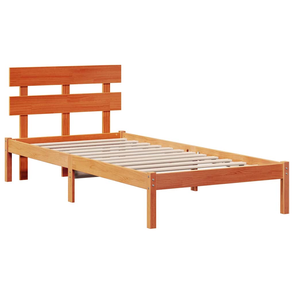 Estrutura da cama castanho 80 x 200 cm madeira de pinho maciça