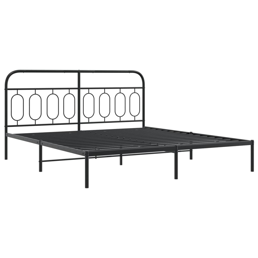 Estrutura de cama com cabeceira e pés 193x203 cm metal preto