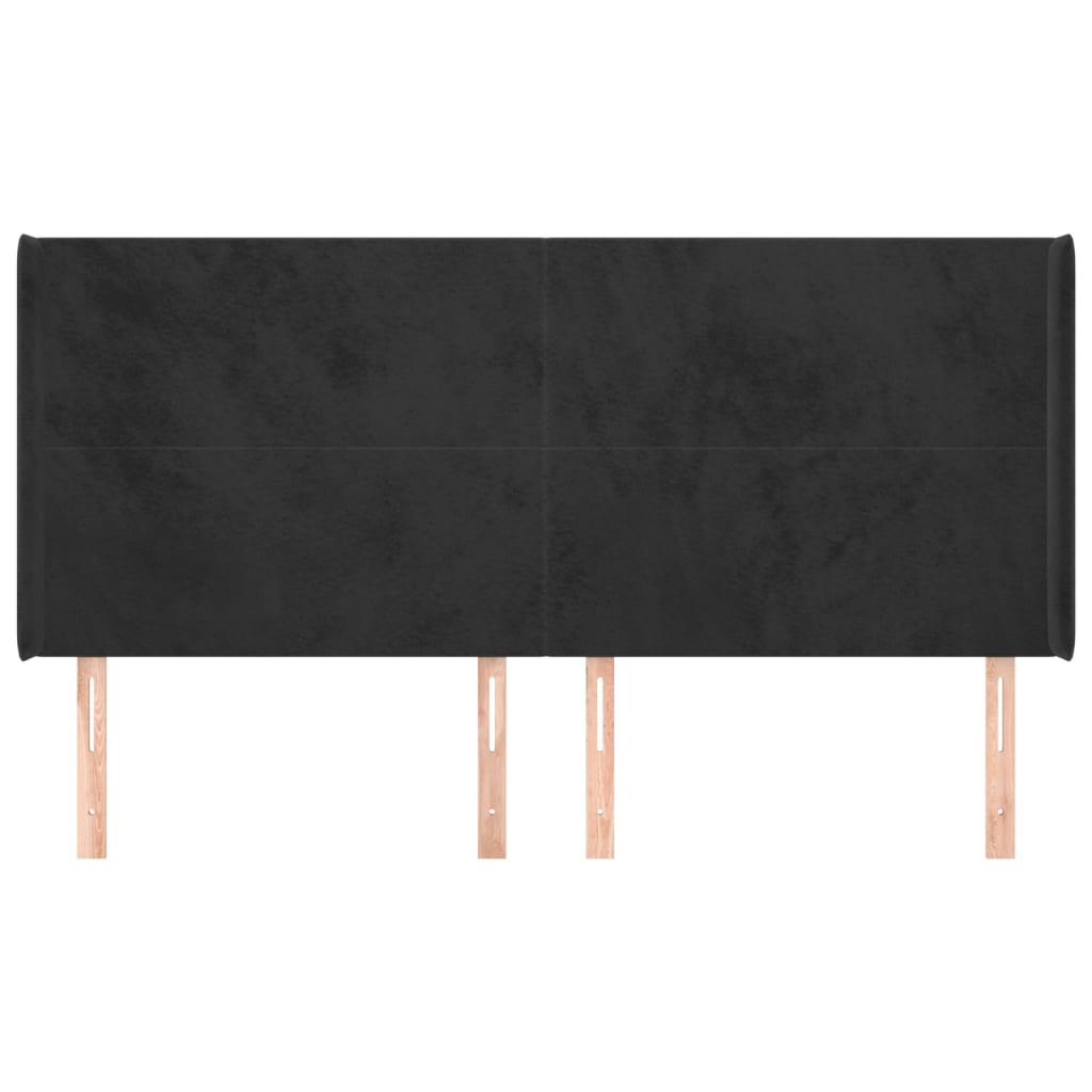 Cabeceira de cama c/ abas veludo 163x16x118/128 cm preto