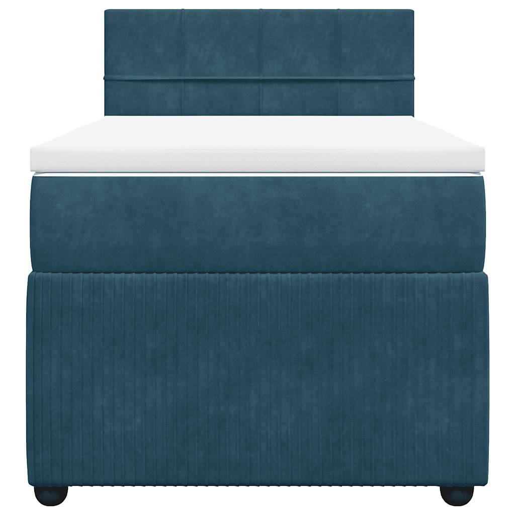 Cama boxspring com colchão 100x200 cm veludo azul