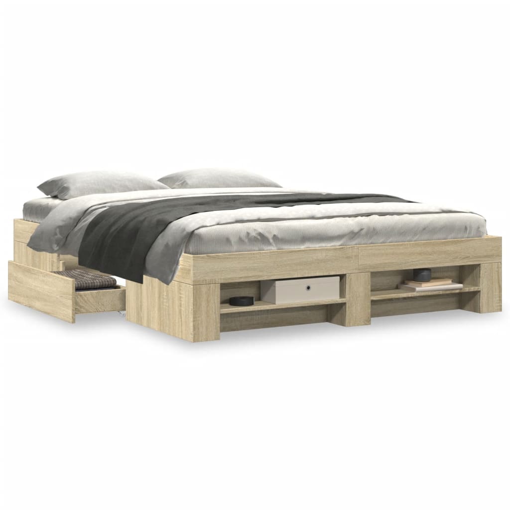 Estrutura cama s/ colchão derivados de madeira carvalho sonoma