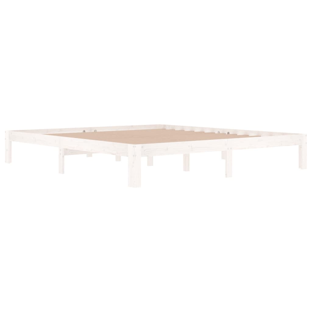 Estrutura de cama super king pinho maciço 180x200 cm branco