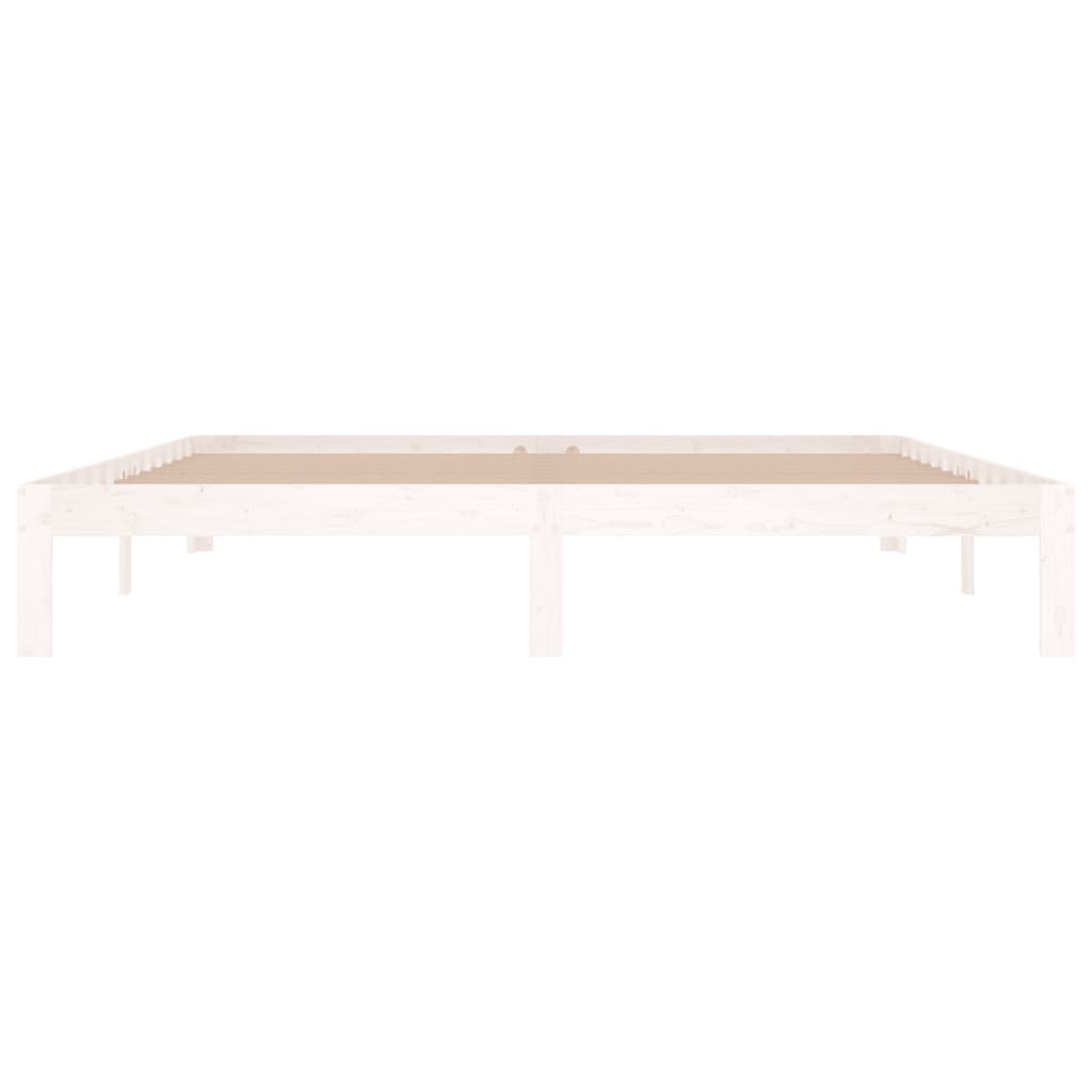 Estrutura de cama super king pinho maciço 180x200 cm branco