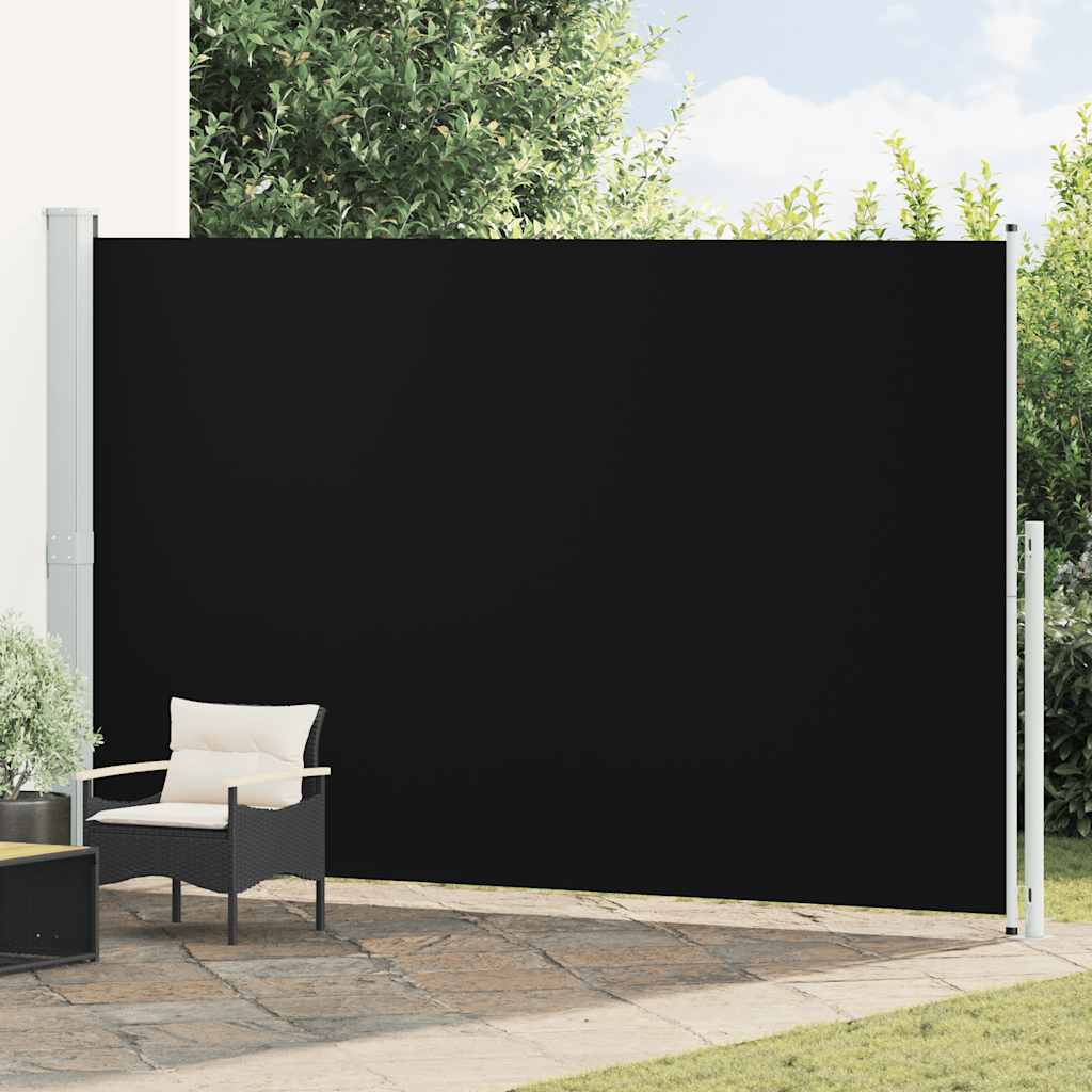 Toldo lateral retrátil para pátio 220x500 cm preto