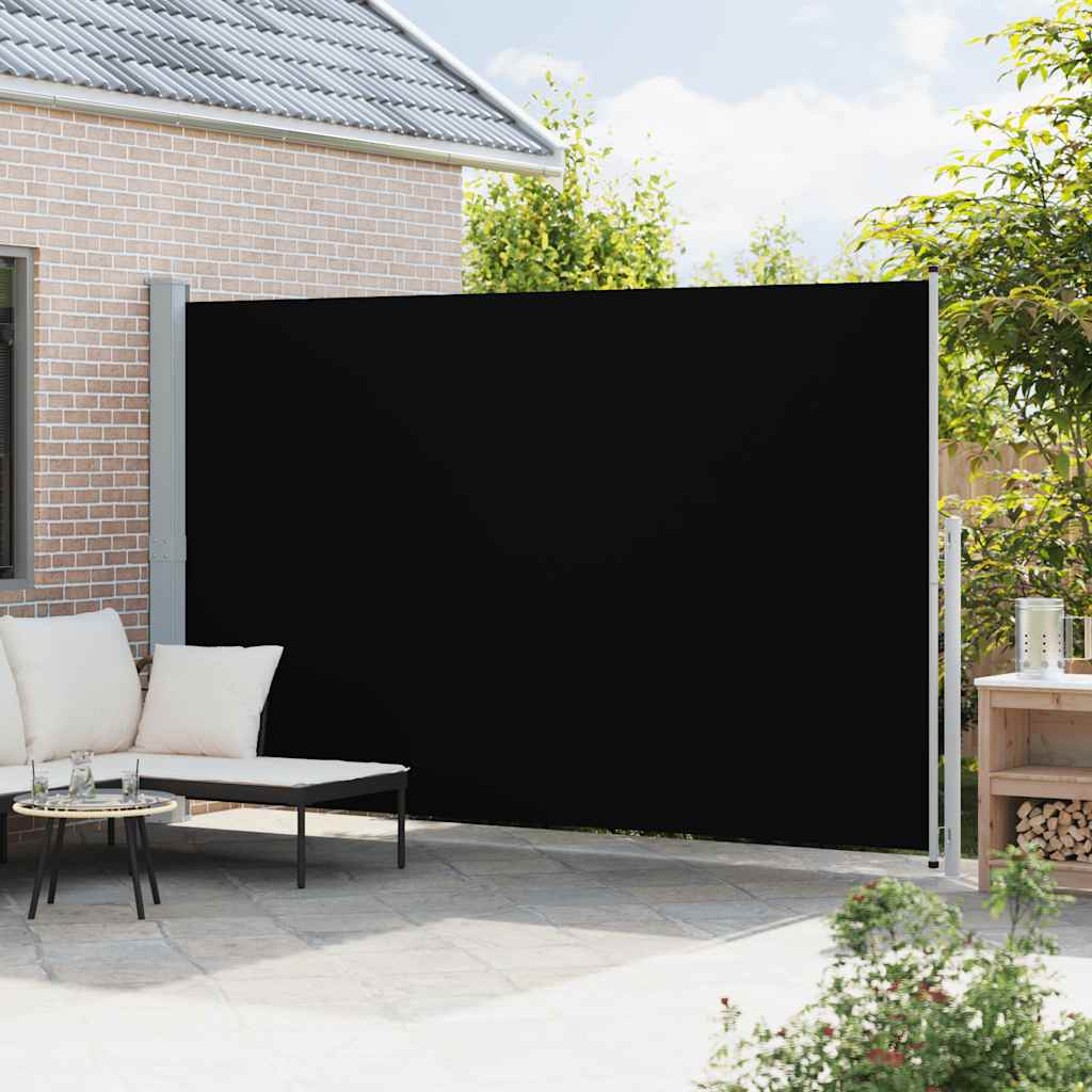 Toldo lateral retrátil para pátio 220x500 cm preto