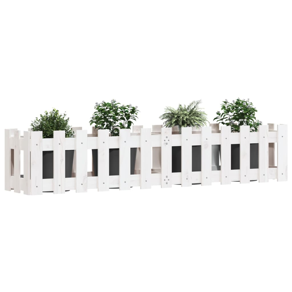 Canteiro elevado design cerca 150x30x30 cm pinho maciço branco