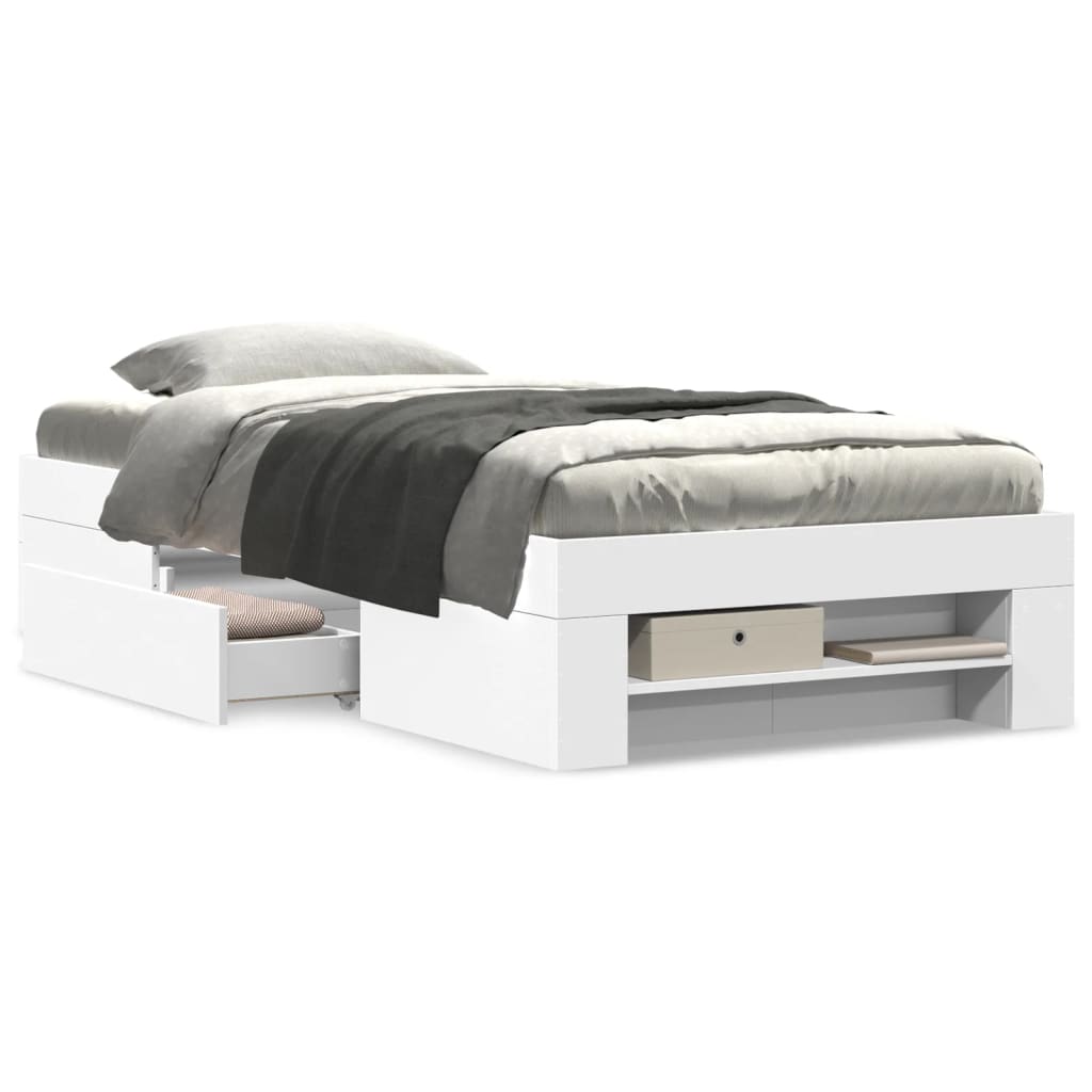 Estrutura de cama 90x190 cm derivados de madeira branco