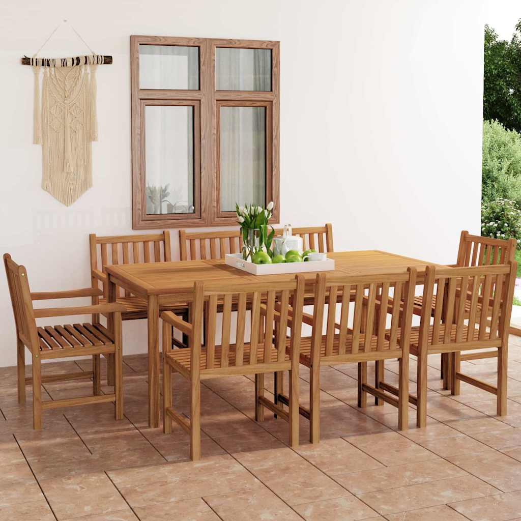 Conjunto de jantar de jardim de 9 peças 200x100 cm madeira de teca maciça