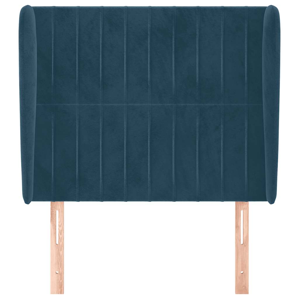 Cabeceira cama c/ abas veludo 93x23x118/128 cm azul-escuro