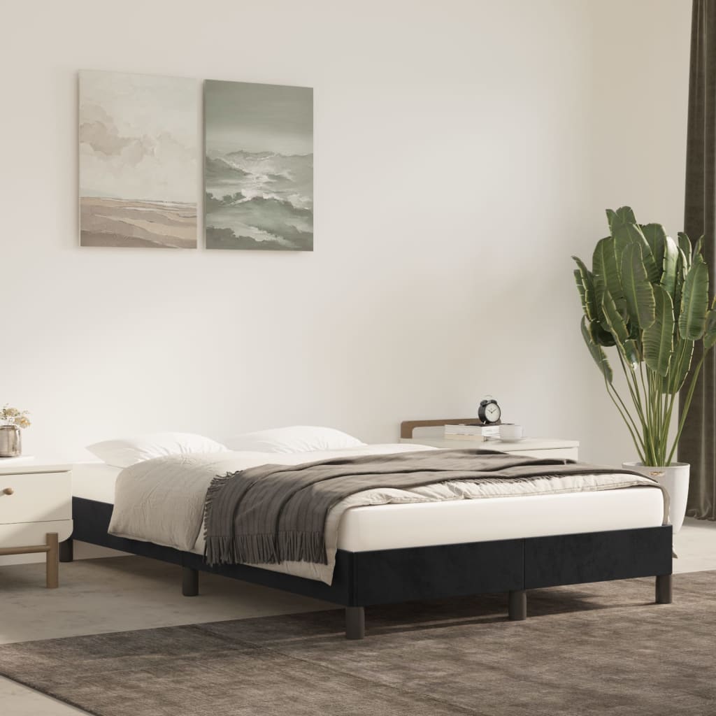 Estrutura de cama sem colchão 120x190 cm veludo preto