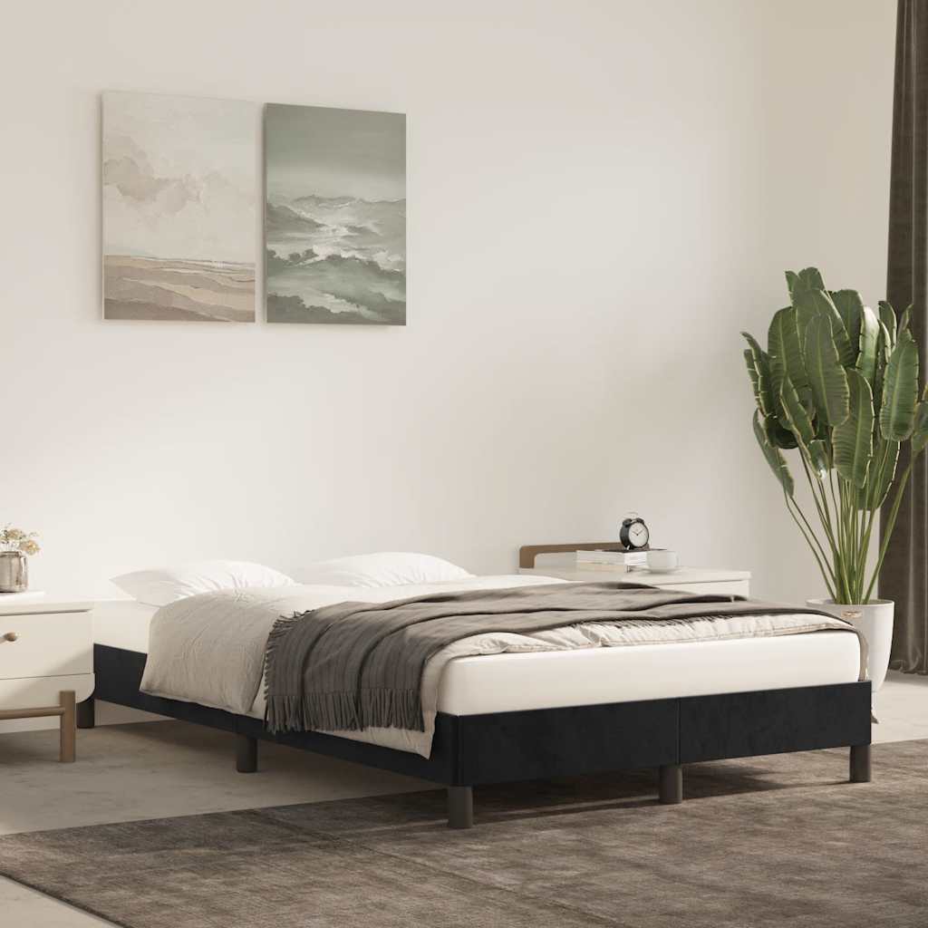 Estrutura de cama sem colchão 120x190 cm veludo preto
