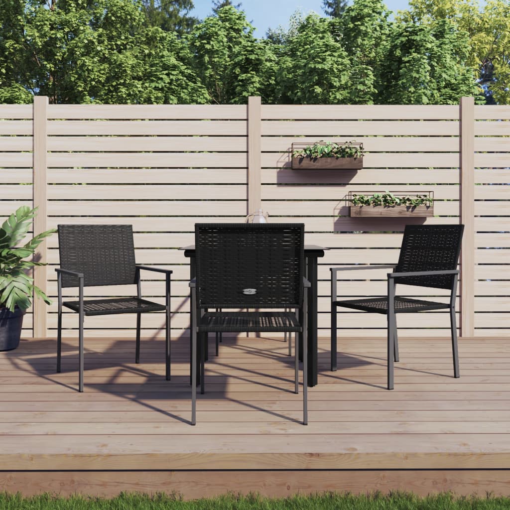 5 Pcs conjunto de jantar p/ jardim vime PE e aço