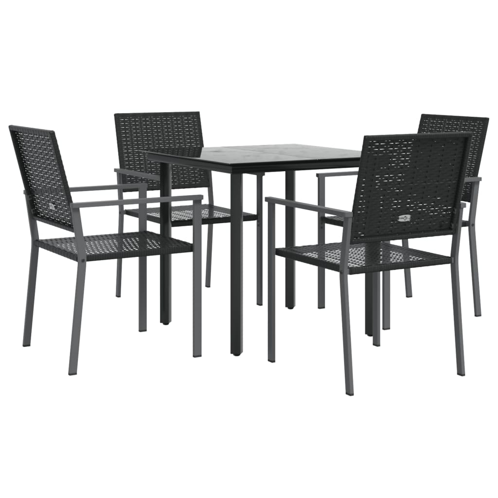 5 Pcs conjunto de jantar p/ jardim vime PE e aço