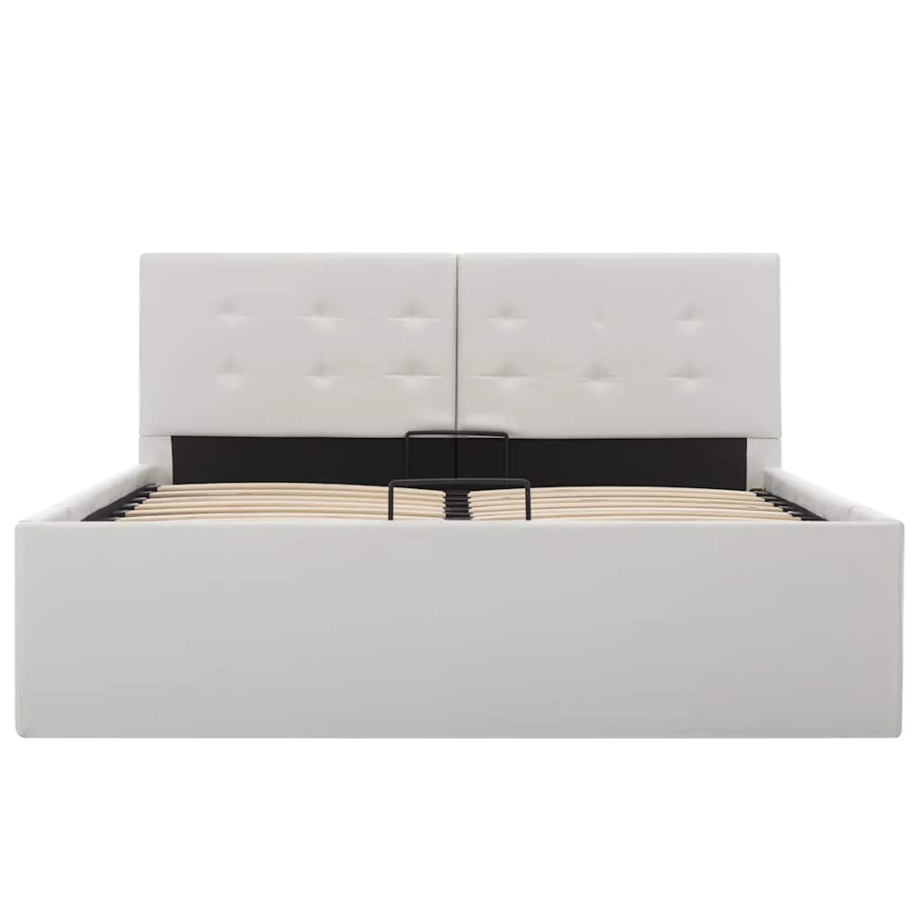 Cama hidráulica c/ arrumação 120x200cm couro artificial branco