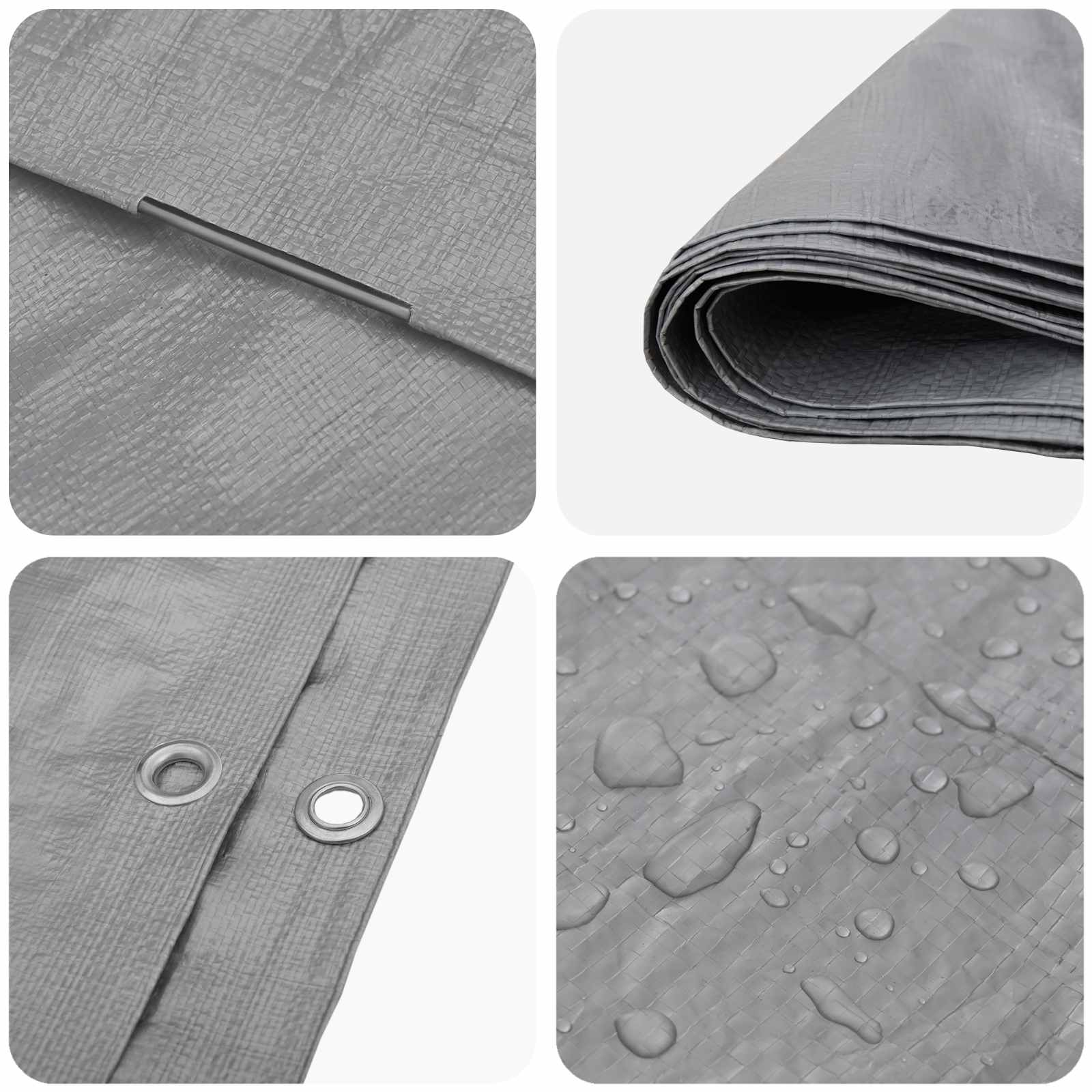 Lona com olhais cinzento-claro 4 x 6 m 90 gsm PE