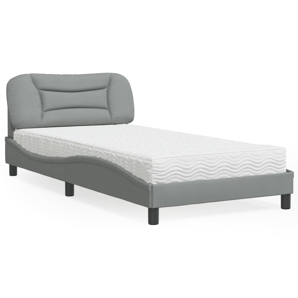 Cama com colchão hvar 100x200 cm tecido cinzento-claro