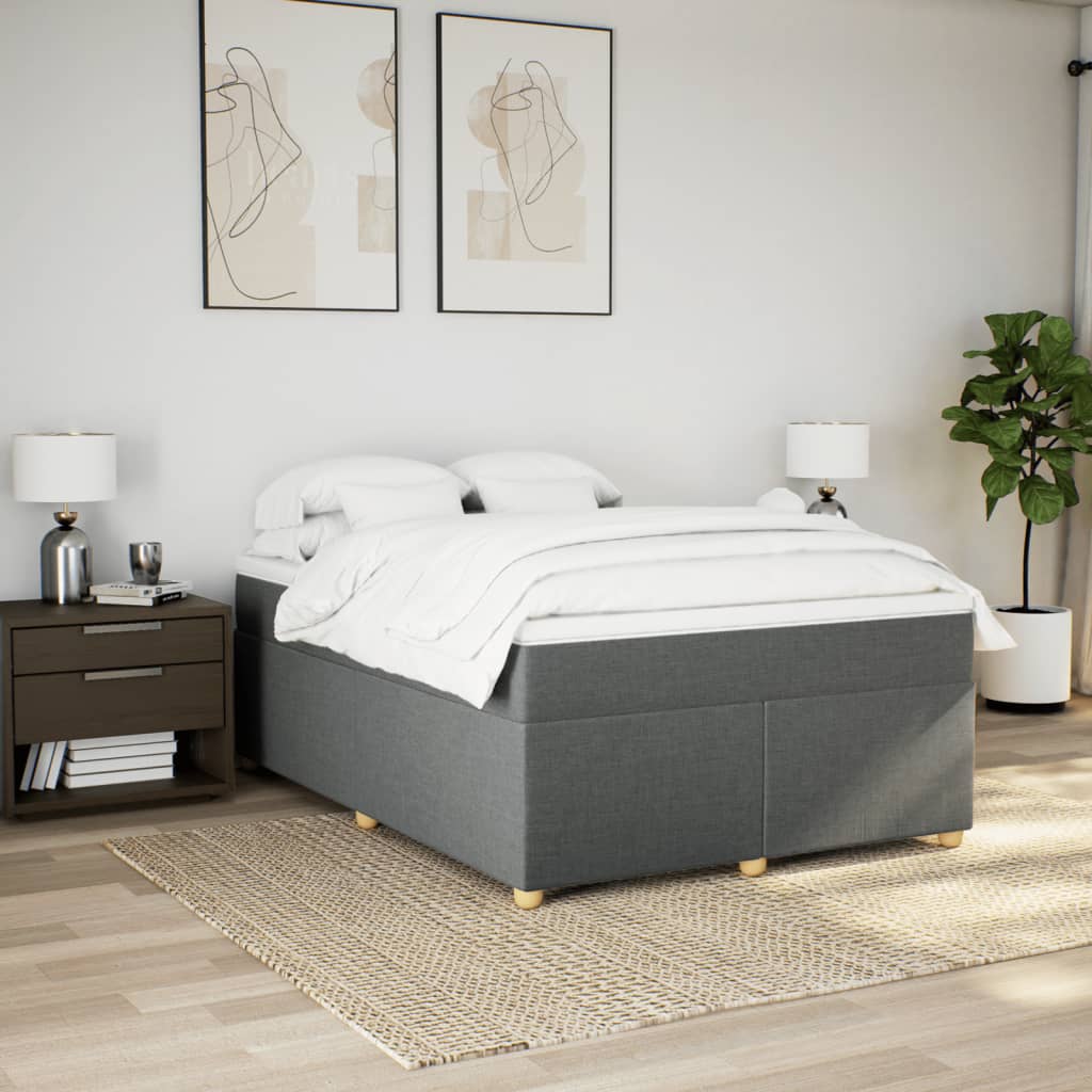 Cama com molas/colchão 140x200 cm tecido cinzento-escuro