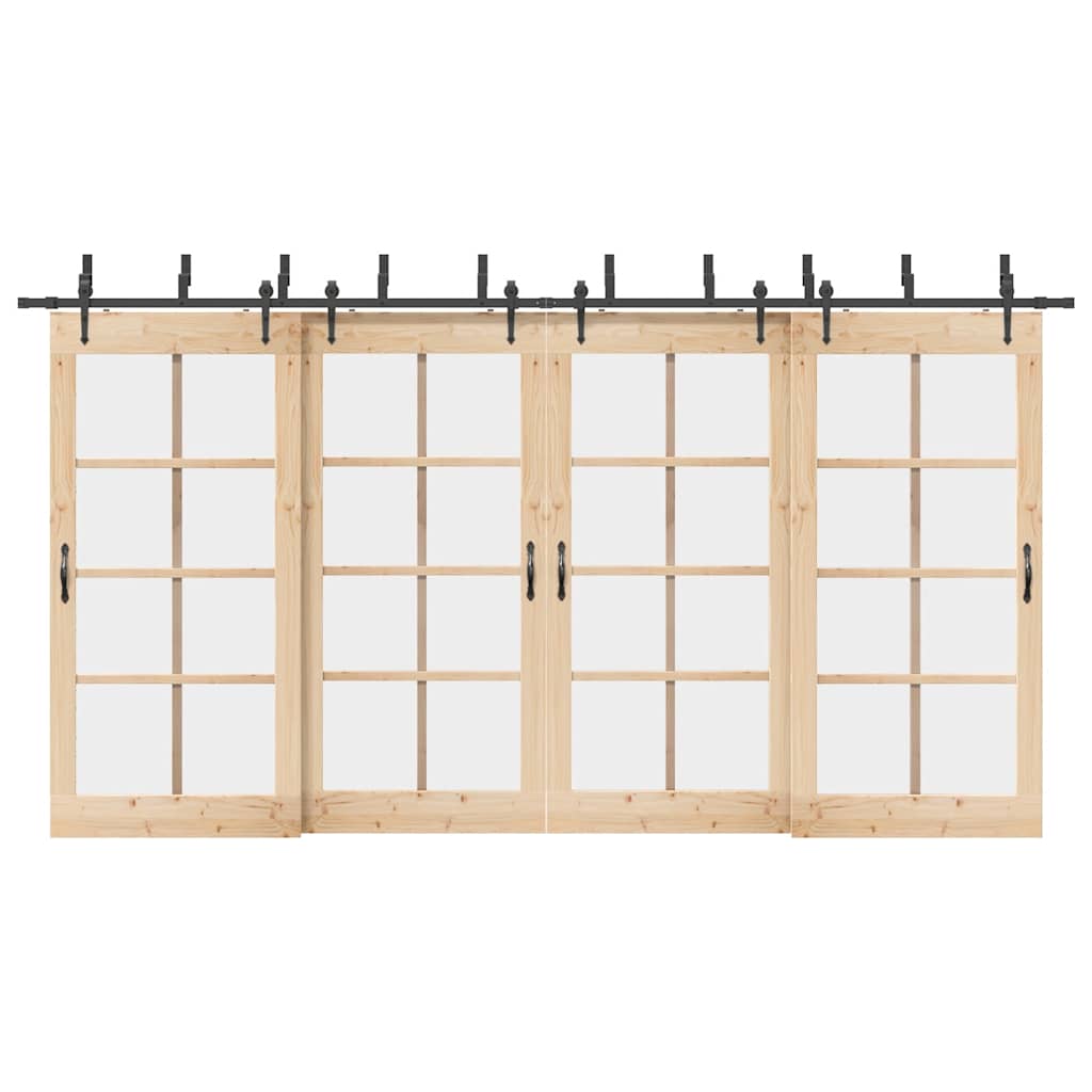 Kit de ferragens para porta deslizante 427 cm aço preto