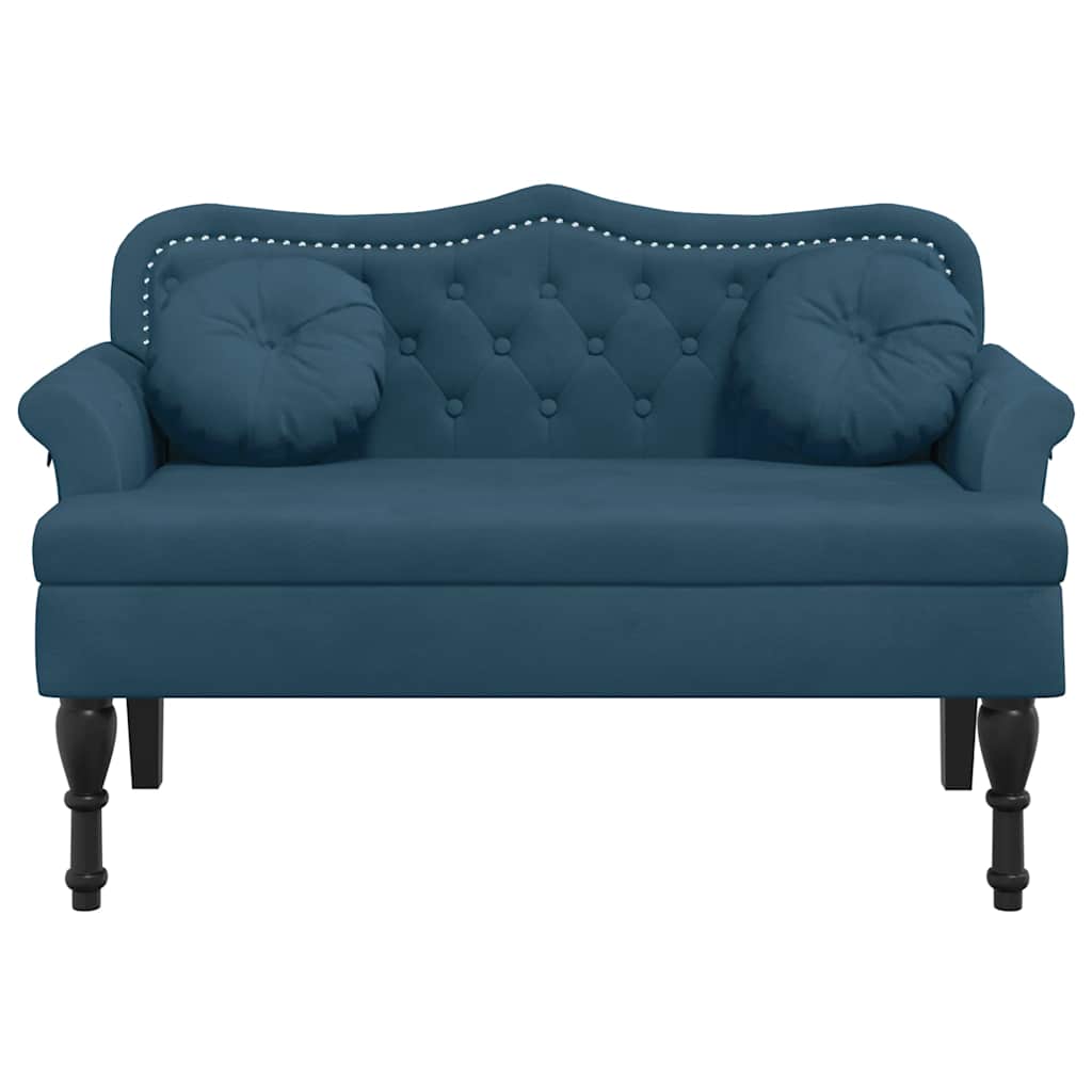Banco com almofadões 120,5x65x75 cm veludo azul