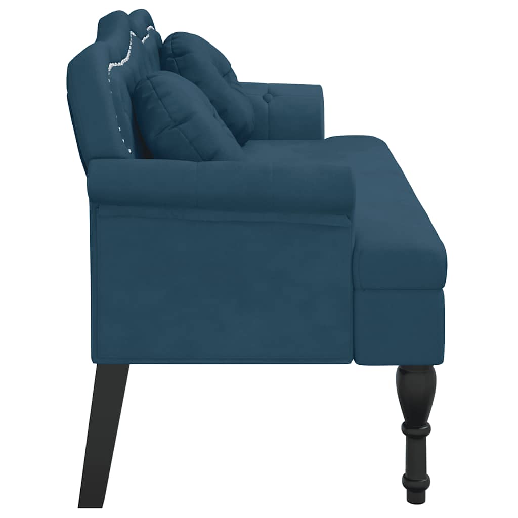 Banco com almofadões 120,5x65x75 cm veludo azul
