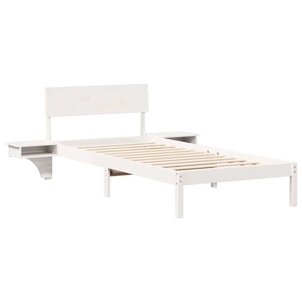 Estrutura da cama branco 90 x 190 cm madeira de pinheiro sólida